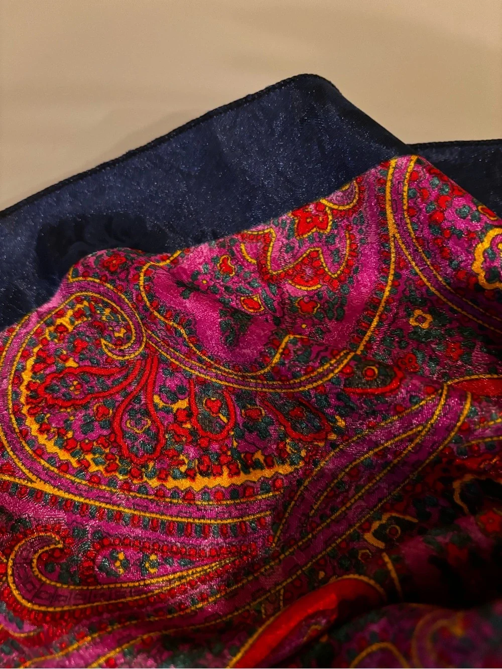 Vibrant Pink Red Paisley square scarf